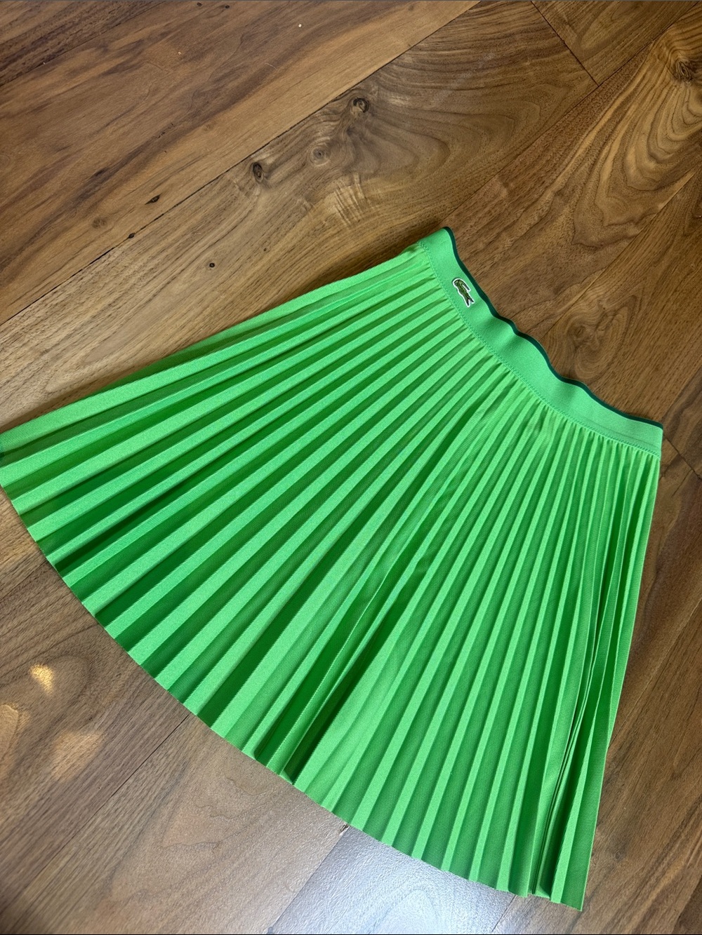 Lacoste Bright Green Pleated A-Line Skirt - Picture 2 of 4